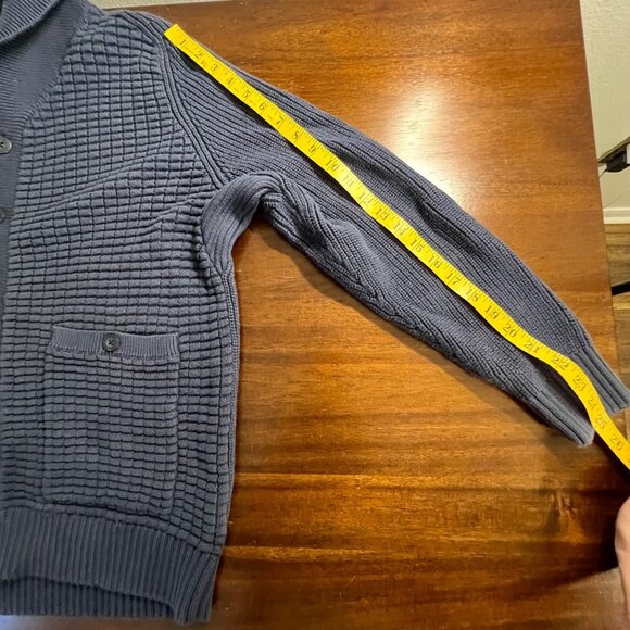 Duluth Thick Knit Mens Cardigan Chunky Waffle Retirement Shawl Cotton Blue Large - Picture 8 of 9